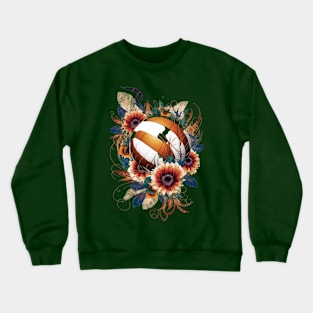 vintage Volleyball Flower Design Crewneck Sweatshirt